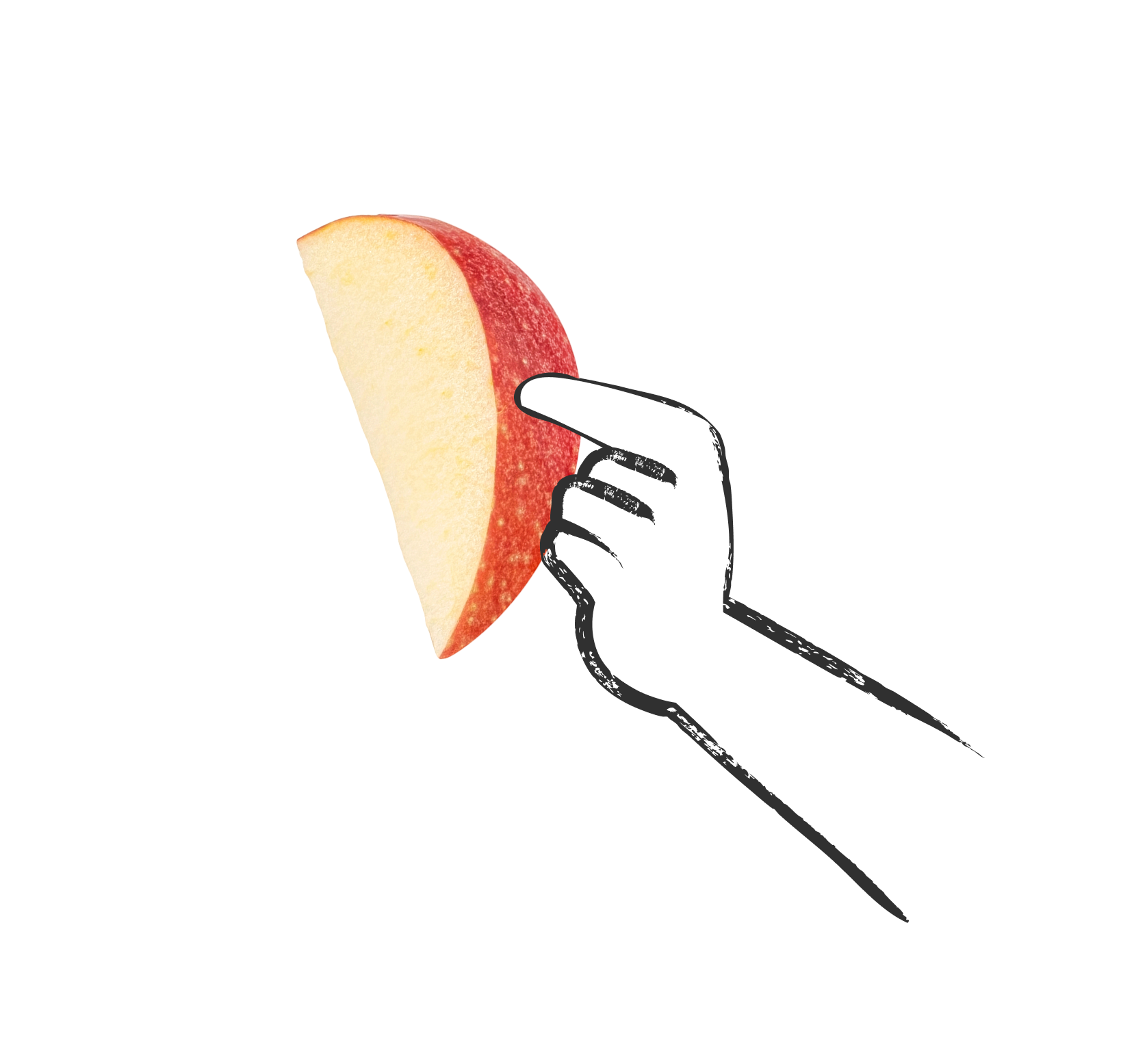 hand holding an apple slice