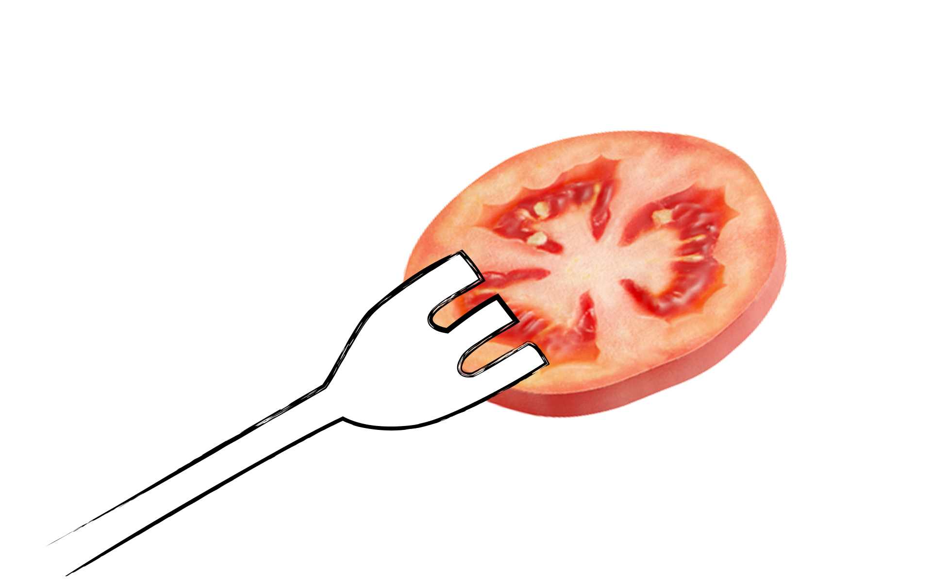 Tomato slice with fork