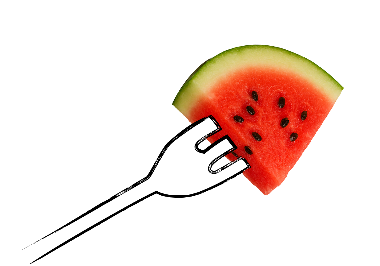 watermelon with fork imagery