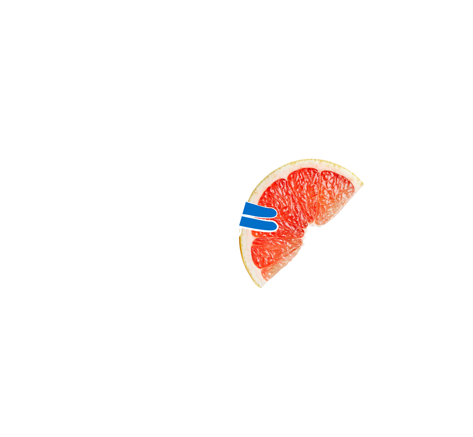 hand holding slice of grapefruit
