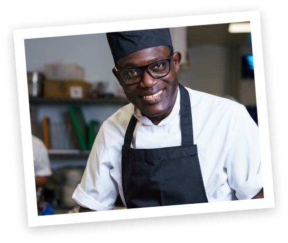 chef worker smiling